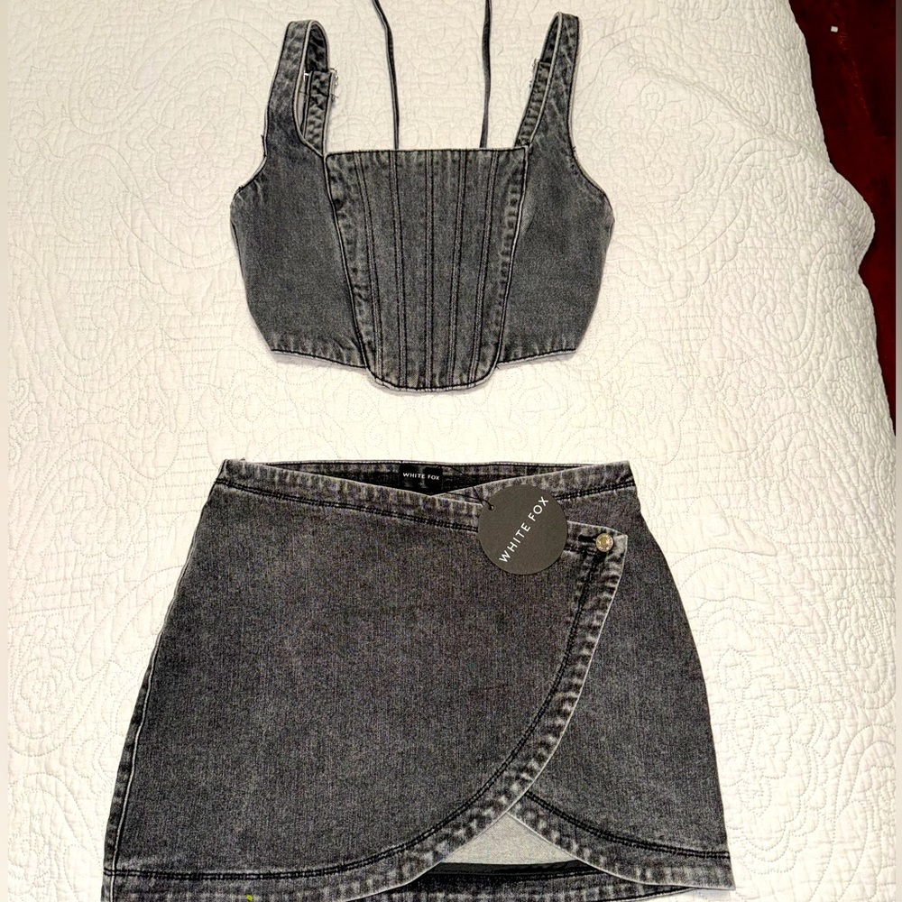 Denim skirt set